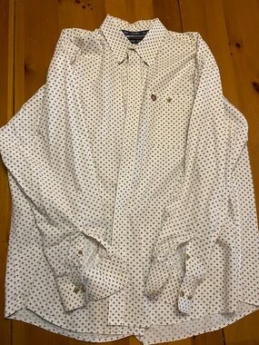 Wrangler White Shirt with Navy and Burgundy Micro Motif